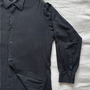Men's Black And White Pinstriped Button Down